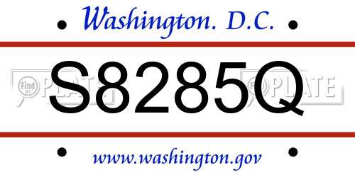 S8285Q District Of Columbia License Plate