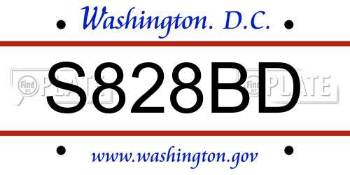 S828BD District Of Columbia License Plate