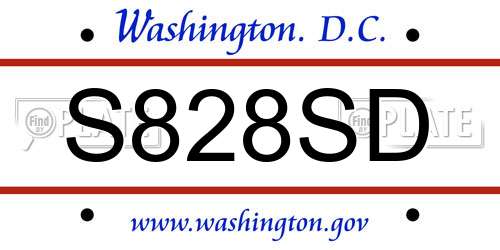 S828SD District Of Columbia License Plate