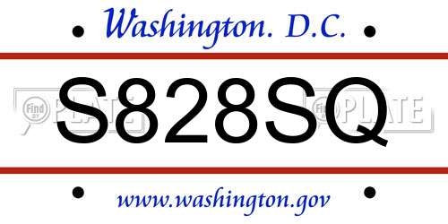S828SQ District Of Columbia License Plate