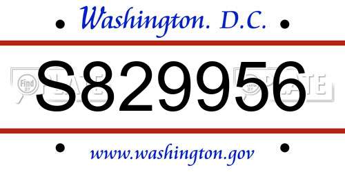 S829956 District Of Columbia License Plate