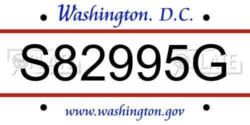 S82995G District Of Columbia License Plate