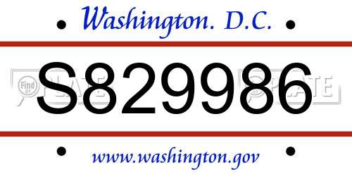 S829986 District Of Columbia License Plate