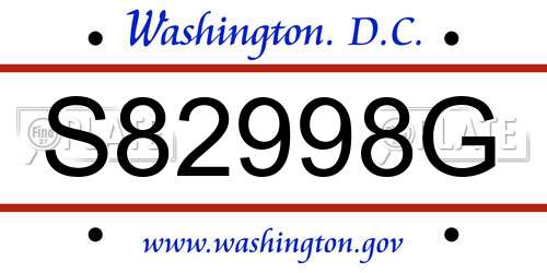 S82998G District Of Columbia License Plate
