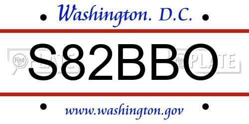 S82BBO District Of Columbia License Plate