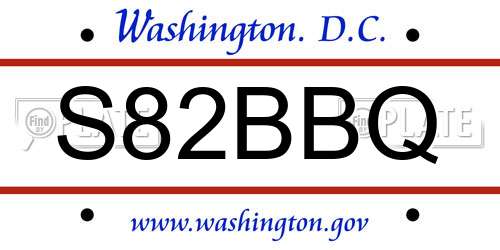 S82BBQ District Of Columbia License Plate