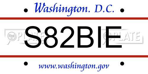 S82BIE District Of Columbia License Plate