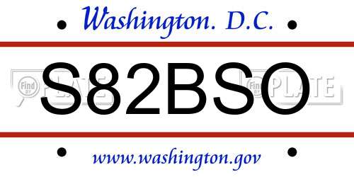 S82BSO District Of Columbia License Plate