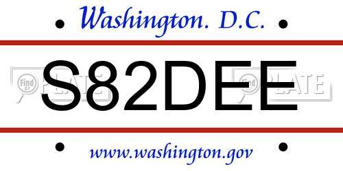S82DEE District Of Columbia License Plate