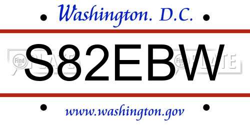 S82EBW District Of Columbia License Plate