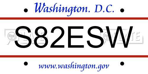 S82ESW District Of Columbia License Plate