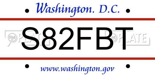 S82FBT District Of Columbia License Plate