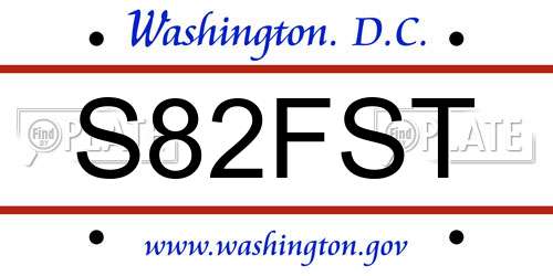 S82FST District Of Columbia License Plate