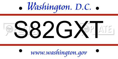 S82GXT District Of Columbia License Plate