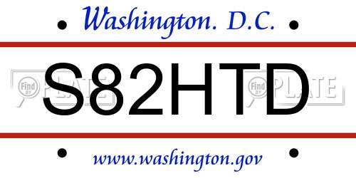 S82HTD District Of Columbia License Plate