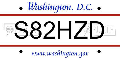 S82HZD District Of Columbia License Plate