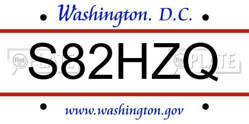 S82HZQ District Of Columbia License Plate