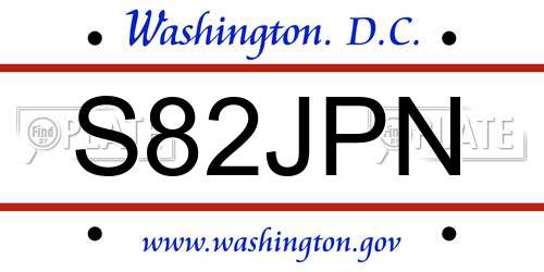 S82JPN District Of Columbia License Plate