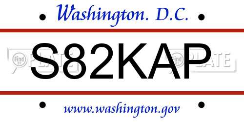 S82KAP District Of Columbia License Plate