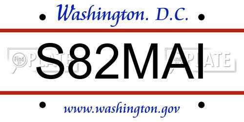 S82MAI District Of Columbia License Plate