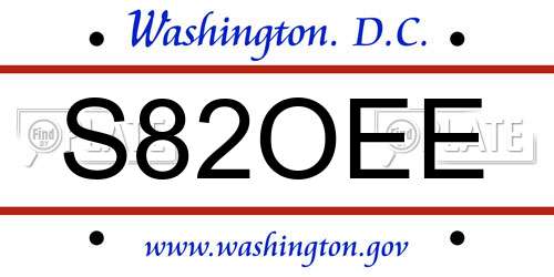 S82OEE District Of Columbia License Plate