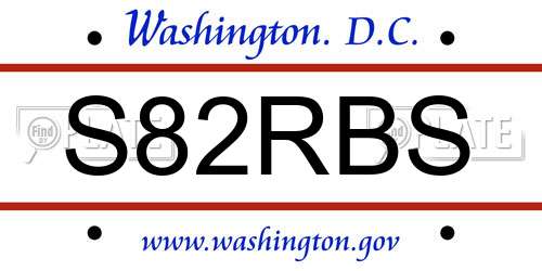 S82RBS District Of Columbia License Plate