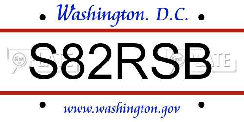 S82RSB District Of Columbia License Plate