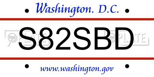 S82SBD District Of Columbia License Plate
