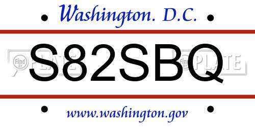 S82SBQ District Of Columbia License Plate