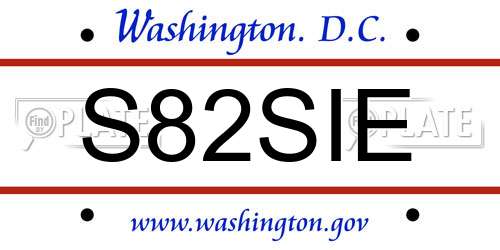S82SIE District Of Columbia License Plate