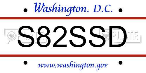 S82SSD District Of Columbia License Plate