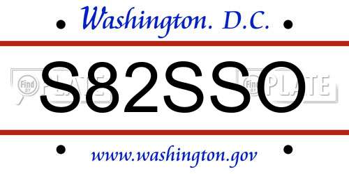 S82SSO District Of Columbia License Plate