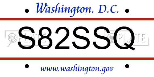 S82SSQ District Of Columbia License Plate