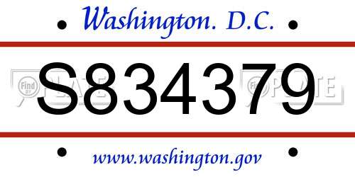 S834379 District Of Columbia License Plate