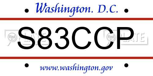 S83CCP District Of Columbia License Plate