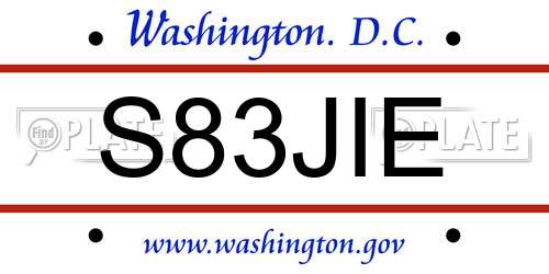 S83JIE District Of Columbia License Plate