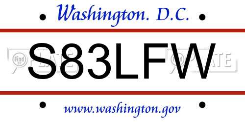 S83LFW District Of Columbia License Plate