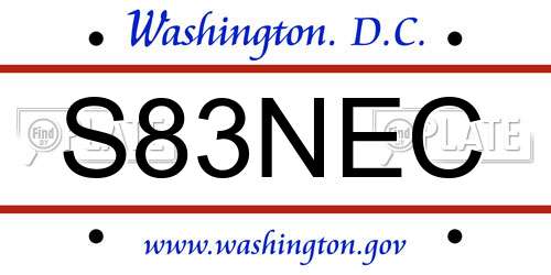 S83NEC District Of Columbia License Plate
