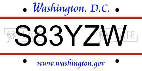 S83YZW District Of Columbia License Plate