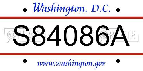 S84086A District Of Columbia License Plate