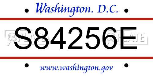 S84256E District Of Columbia License Plate