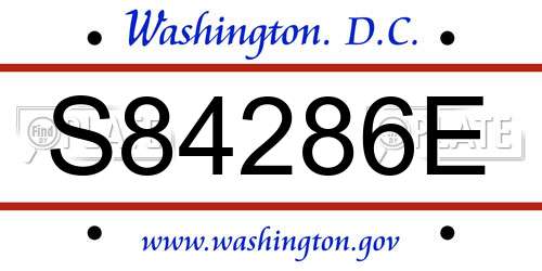 S84286E District Of Columbia License Plate