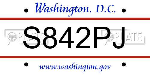 S842PJ District Of Columbia License Plate
