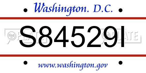 S84529I District Of Columbia License Plate