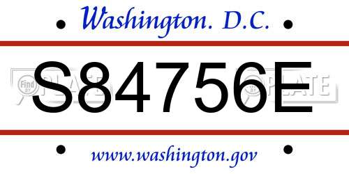 S84756E District Of Columbia License Plate