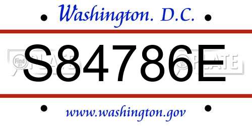 S84786E District Of Columbia License Plate