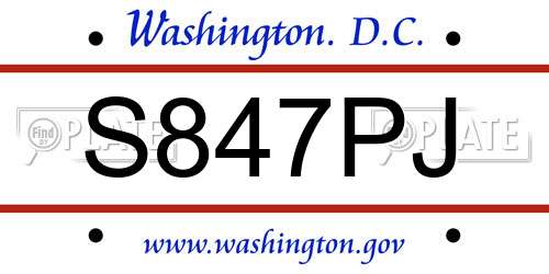S847PJ District Of Columbia License Plate