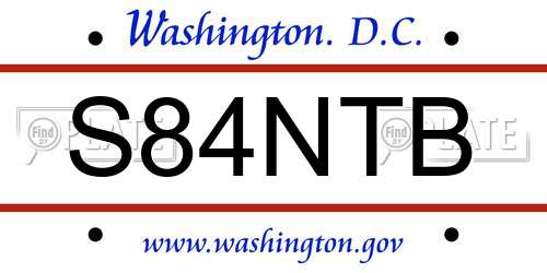 S84NTB District Of Columbia License Plate
