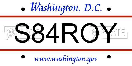 S84ROY District Of Columbia License Plate
