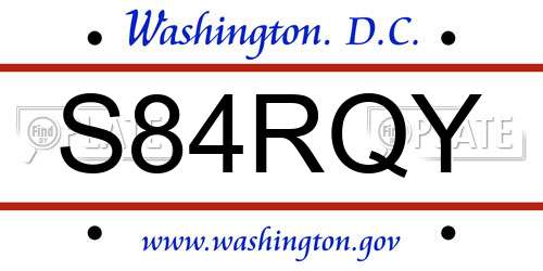 S84RQY District Of Columbia License Plate